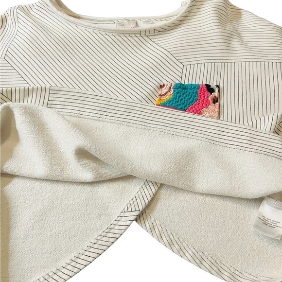 POSTMARK ANTHROPOLOGIE WOMENS WHITE WITH BLACK GEO PATTERN LINES OVERSIZED MED - Picture 2 of 10